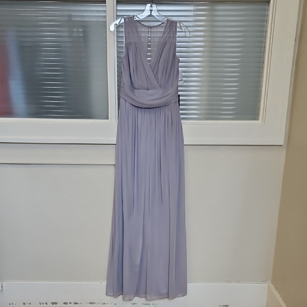Size 12 "Quarry" wide strap mesh formal gown w/ flowy Aline skirt by Alfred Sung